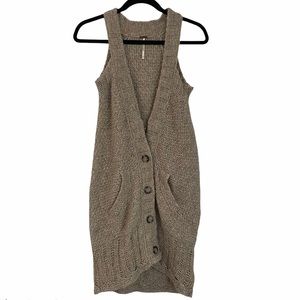 Free People Sleeveless Button-Down Sweater Vest